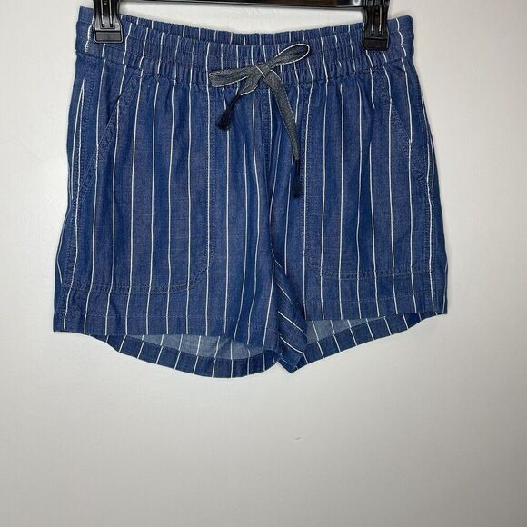 J.CREW Seaside Shorts Women XXS Indigo Stripe Pull-On Cotton Blend AV825 - Picture 3 of 16